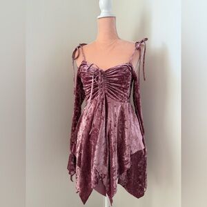 Dolls Kill Velvet Mini Dress in Dusty Rose